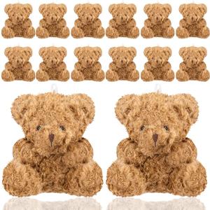 WXJ13 12 Plush Mini Teddy Bears - 4 Inch Soft Stuffed Animals for Graduation, Birthday, Wedding, Baby Shower Decorations, Party Favors, DIY Keychain Bag Decor (12 Brown)