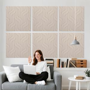 Minimalist Acoustic Wall Panels, Decorative Sound Absorbing Panels, 6 Pack
