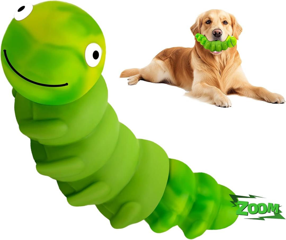 Indestructible Dog Toys for Aggressive Chewers, Tough Chew Proof Toy for Large Dogs, Squeaky Rubber Chew Toy with Beef Flavor for Boredom & Anxiety Relief (Green)