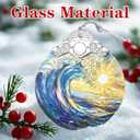 2 x Sea Wave Ornament  Christmas Decoration & Christmas Ornament; Stained Glass Holiday Decoration (Holiday Present, Bauble Present, Gift Idea, Gift Exchange) | Heirloom Keepsakes