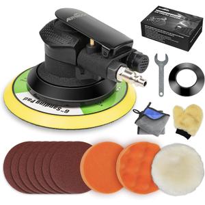 Autolock 6 Inches Air Random Orbital Sander, Pneumatic Palm Car Sanders For Wood Polisher Metal, Auto Body Work, Da Sanders, Dual-action Sander