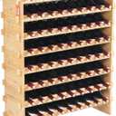 VEVOR 72 Bottle Upgrade Modular Wine Rack, Continuously Store Pinot Bottles, 8-Tier Bamboo Wood Storage Rack, Floor Freestanding Wines Holder Display Shelf, Wobble-Free Shelves for Kitchen Bar Cellar (Upgraded 8-Tier 72 Bottle, Original Wooden Colour)