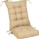 Non-Slip Rocking Chair Cushion Set with Thick Tufted Design, Set of Seat & Back Cushion with Ties for Rocking Chair Cushions Indoor,Classic Linen Fabric (Khaki)