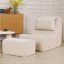 Giant Bean Bag Chair for Adults - Indoor Chaise Lounge with Neck Pillow & Ottoman, All-in-One Sponge Design, Comfy Floor Chair for Reading, Gaming, Napping, and Movies (Khaki)