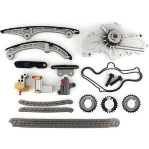 Timing Chain Kit - with Water Pump Fits for 2007-2010 Ford Edge Flex Taurus 3.5L for Lincoln MKS MKT MKX for Mazda 6 CX-9 3.5L 3.7L DOHC Engine Replace OE AT4Z-6306-A 7T4Z-6256-A 7T4Z-6268-CA
