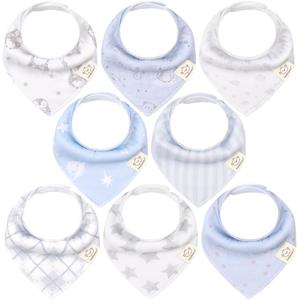 8-Pack Organic Baby Bandana Bibs for Boys, Girls - Super Absorbent Triangle Baby Bibs for Drooling and Teething Infant, 100% Cotton Extra Soft for Newborn, Infant 0-36 Months (Constellation)