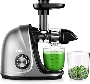 Jocuu Cold Press Juicer Machine with Large Feeding Chute, Slow Masticating Juicer Machines for Vegetables and Fruits with High Juicer Yield, BPA Free Whole Fruit Juicer Extractor Machine