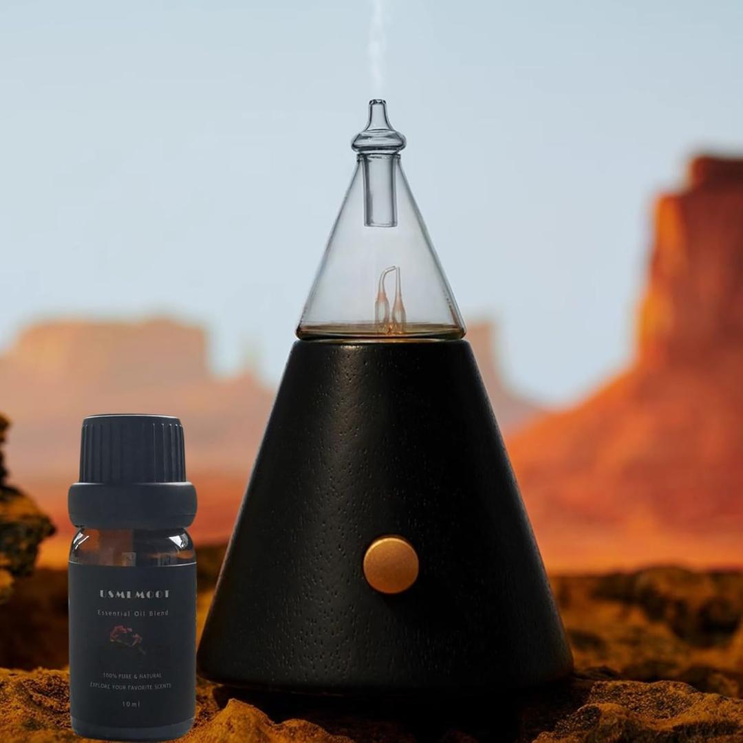 Aroma Nebulizer - Waterless Essential Oil Diffuser with Wood and Glass, Professional Grade atomtzing Diffuser, No Water, No Heat, No Plastic (1 Fragrance Included)