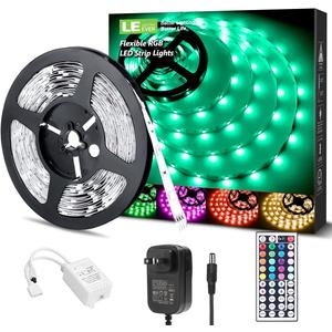 LE LED Strip Lights, RGB 5050 LED Strips with Remote Controller, Color Changing Tape Light with 12V Power Supply for Room, Bedroom, TV, Kitchen, Desk (16.4 ft)