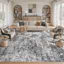 DMOYEST Area Rug Living Room Rugs - 10x14 Abstract Large Soft Indoor Washable Rug Neutral Modern Low Pile Carpet for Bedroom Dining Room Farmhouse Home Office - Grey
