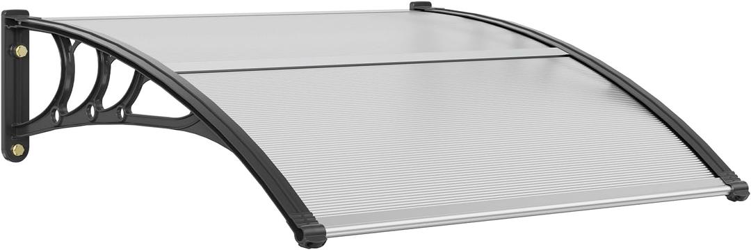 VEVOR Window Door Canopy 40" x 40", UPF 50+ Polycarbonate for Door Canopy Exterior, Entry Door, Front Door Overhang for Rain Snow Sunlight Protection Hollow Sheet (Clear Board & Black Bracket)