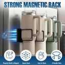 3 Pack Magnetic Stanley Cup Holder for Fridge | 6 Lids Organizer & 6 Tumbler Cups Storage | Wall Mount Rack for Water Bottle | Fits 30/40 oz for Kitchen Garage Gym Toolboxes & Metal Surface (Black)