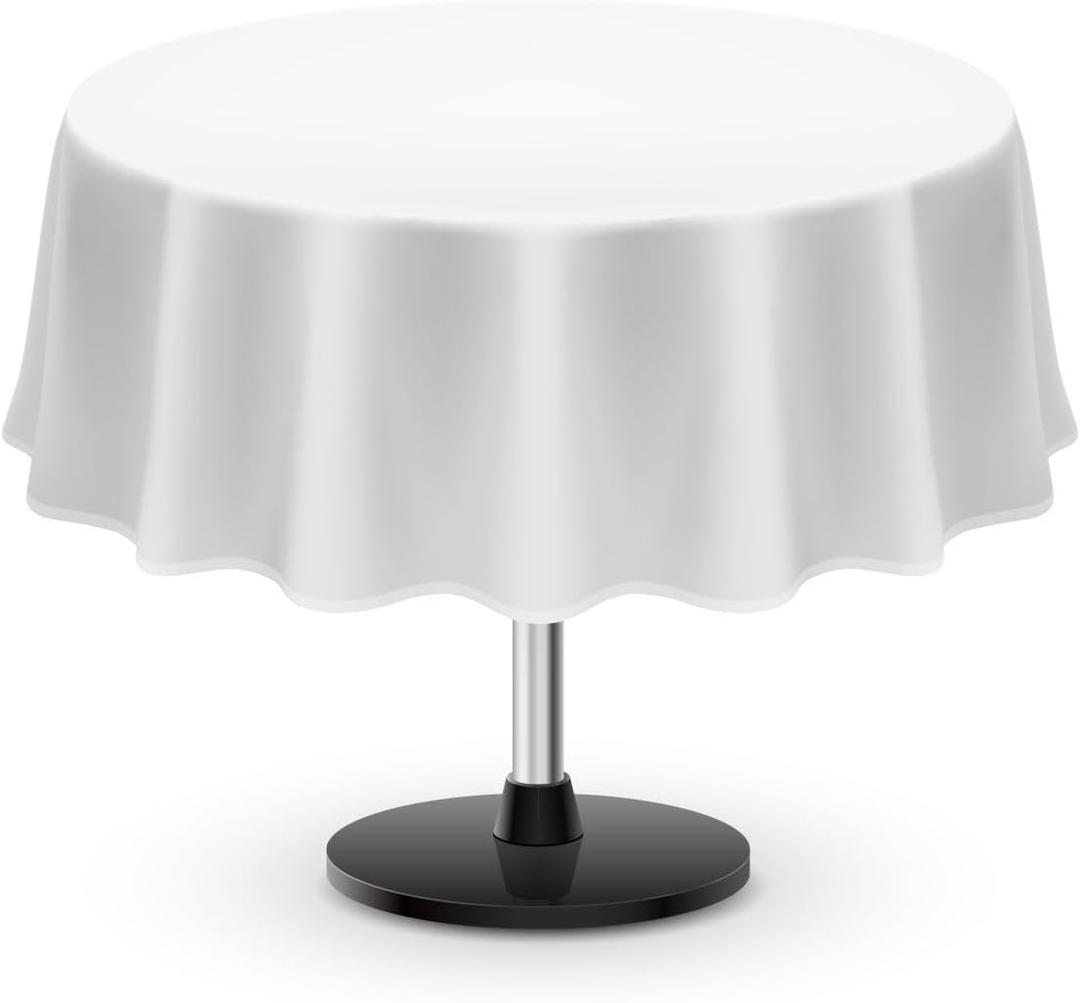UBICON Premium Cotton Blend Round Tablecloth - Durable, Wrinkle-Resistant, Shape-Retaining - Versatile & Elegant for Any Occasion (White)