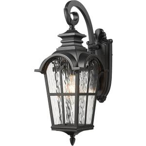 Outdoor Wall Sconce Lights Black Anti-Rust Wall Mount Light with Water Ripple Glass Aluminum Exterior Lights for Garager Doorway and Patio E26 Socket and Waterproof (17.3inch)