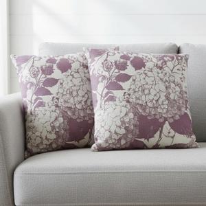 MAMYL Set of 2 Linen Floral Pillow Covers, Hydrangea Pattern Throw Pillow Covers, Boho Vintage Cushion Covers for Sofa, Living Room, Bedroom, Farmhouse Decor (Maroon, 18''X18'')