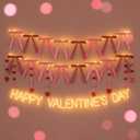 2 x 13ft Velvet Bow Garland with String Lights Velvet Bow Garland Banner Valentines Galentines Indoor Decor for Wedding Holiday Party Wall Home Front Door(Pink)