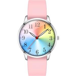Letoff Women Girl Analog Fashion Watch, Colourful Dial with Arabic Numerals, Silicone Band, 30M Water Resistant