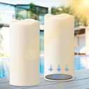 Eldnacele Outdoor Solar Candles Waterproof, 8"3" Rechargeable Solar Powered Flameless Flickering Candles Dusk to Dawn Plastic White LED Pillar Candle for Patio Porch Wedding Decor Set of 2