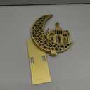 Namalu Eid Gold Napkin Holder for Tables Classical Islamic Ramadan Holiday Napkin Holder Wooden Crescent Moon Dome Minaret Ramadan Kareem Tissue Dispenser Mubarak Wood Tissue Dispenser for Storage