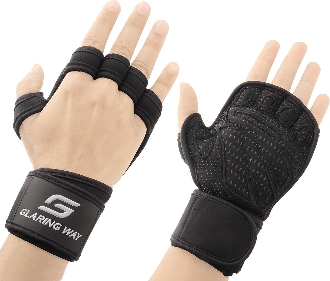 Neoprene Padded Weight Lifting Gloves for Men and Women - Ventilated Workout Gloves for Athletes Gym Sessions Cycling Tracking & Sports with Full Palm Protection (Large, Black)