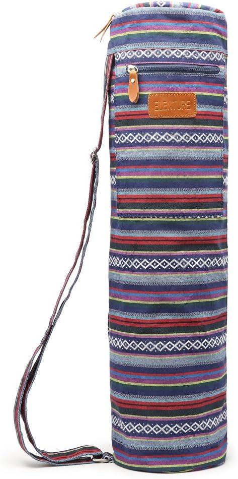 Canvas Yoga Mat Bag with Adjustable Strap & Pockets, Full-Zip Travel Gym Tote for Women & Men, Fits 1/4" & 1/3" Thick Mats, Lightweight Carrier for Yoga, Workout, Outdoor Use (Multicolor)