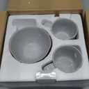 Elanze Designs Reactive Glaze Farmhouse Rustic Boho Ceramic Stoneware Dinnerware 16 Piece Plate Bowl Mug Dish Set - Service for 4, Pale Grey