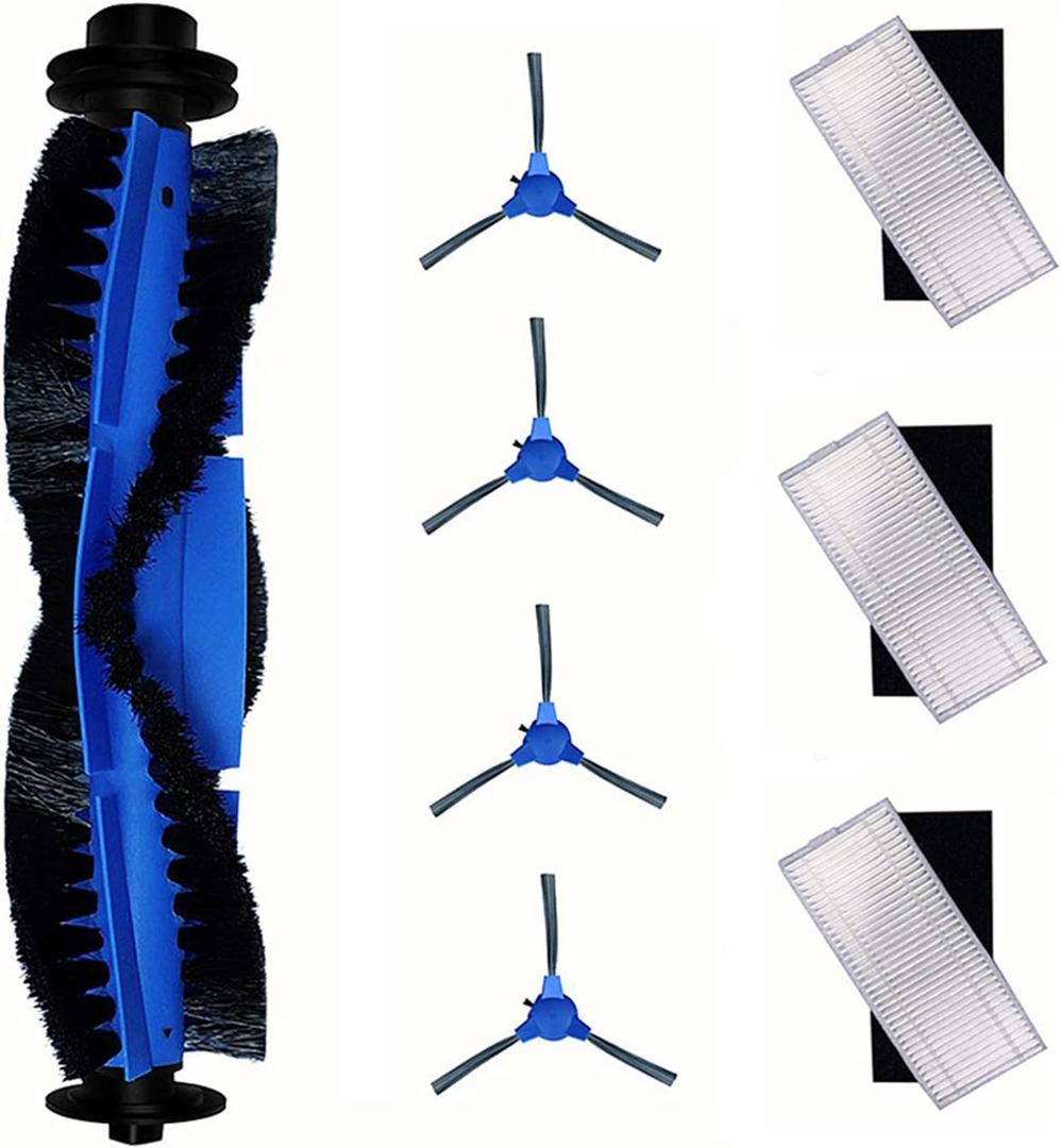 Spare Accessories Compatible for eufy 11S Max, G30, 30C Max, 15C Max, G32 Pro, Robotic Vacuum Replacements: 1 Roller Brush 4 Side Brushes 3 Unibody Filter    /   (Blue / White)