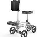 Knee Scooter Foldable Knee Scooter for Adults for Foot Surgery with Bag Steerable Knee Walker with Adjustable Footrest Knee Walker for Ankle Foot Recovery Crutch Alternative Grey