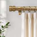 Warm Gold Curtain Rods with Solid Metal Finials 48 to 84 Inches Adjustable Heavy Duty 1 Inch Brass Curtain Rod for Windows, Modern Decorative Drapery Rods for Bedroom Kitchen Living Room