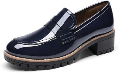 DREAM PAIRS Women's Platform Chunky Heeled Loafers, Womens Business Casual Shoes, Size 11