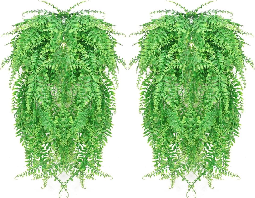 Musdoney Artificial Plants Boston Ferns Fake Vines Hanging Ivy Decor Plastic Greenery for Wall Indoor Outdoor Hanging Baskets Wedding Garland Decor