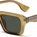 AIEYEZO Rectangle Sunglasses for Men Women Fashion Square Frame Sun Glasses 90s Retro Designer Shades