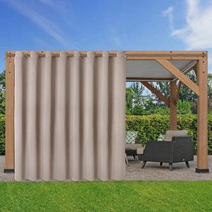 LORDTEX Waterproof Indoor/Outdoor Curtains for Patio - Thermal Insulated, Sun Blocking Blackout Curtains for Bedroom, Porch, Living Room, Pergola, Cabana, 105 x 120 inch, Khaki, Set of 2 Panels (105"W x 120"L (Pack of 2))