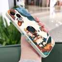 for iPhone 15 Plus Case, Astronaut Side Creative Pattern Designs Liquid Silicone Shockproof Soft Phone Cover for iPhone 15 Plus, Astronaut Rice White