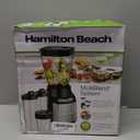 Hamilton Beach MultiBlend Smoothie Blender with 4 Shatterproof BPA Free Jars and Lids; Large 32oz Jar, 8oz Grinder for Nuts & Spices, and 2 Portable Travel Cups, 650 Watts, Black and Stainless (52400)