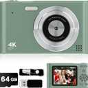2025 Digital Camera - 1080P Vlog Camera, 44MP Compact, 16X Zoom, Anti-Shake, Green Gift for Kids