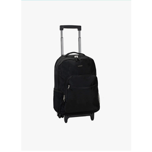 Rockland Double Handle Rolling Backpack, Black, 17-Inch