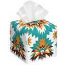 2 x Orange and Green Bohemian Elements Leather Tissue Box, Household Water Proof Square Tissue Box, Suitable for Dining Tables, Desks/Living Rooms/Offices/Bedrooms/Cars
