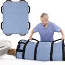 Multipurpose 48" x 40" Positioning Bed Pad with Reinforced Handles - Reusable & Washable Transfer Sheet for Turning, Lifting & Repositioning - Double-Sided Nylon Fabric, Blue Gray