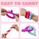 JOYIN 30 Pcs Valentine's Day Gift Cards with Multi-color Stretchy String Toys Set, Unicorn Noodle Toys, Stress Relief Fidget Toys for Kids Valentine Party Favors, Classroom Gift Exchange, Game Prize