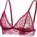 Lace Bralettes for Women No Underwire Sexy Triangle See Thru V Neck Unpadded Bra, XL
