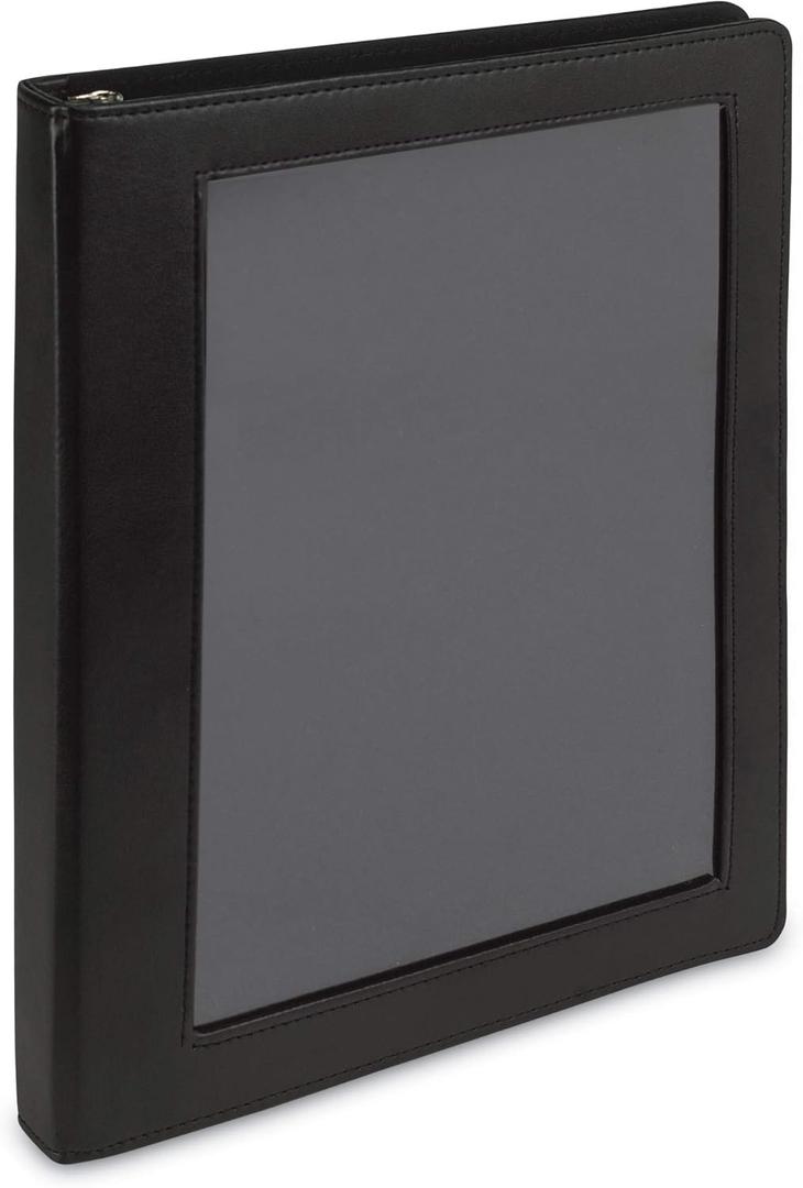 Samsill Professional Presentation 3 Ring Binder, View Binder with Clear Cover Sheet Window, 0.5 Inch Round Rings Hold 100 Sheets 8.5 x 11, Black