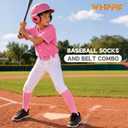 WHIPPY Baseball Socks and Belt Combo Softball Socks and Belt for Boys Girls (Pink, L)