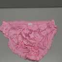 Women Briefs Panties Underwear Ruffles Edge Mid Waist Silk Woven Solid XL
