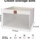 Linen Closet Organizers and Storage, Closet Storage Bins Basket Organizer, Foldable Organization Baskets with Mesh Window for Clothes Towels and Toys, 14.5" x 14.5" x 10.25", Beige, 4 pack