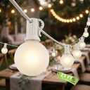 25Ft Outdoor White Frosted String Lights with 27 G40 Frosted Bulbs,E12 Socket base,Waterproof Connectable Hanging Lights for Backyard Wedding Porch Bistro Party Valentine's Day Decor,White Wire
