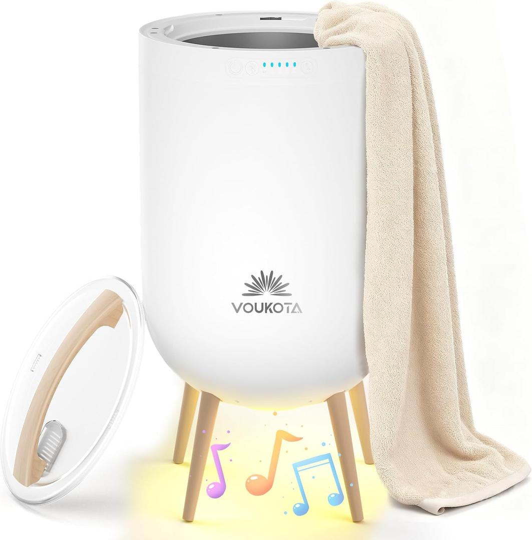 Towel Warmers for Bathroom, 23L Blanket Warmer with Bluetooth Speaker & Mood Light, Built-in Timer, Fits Two 40"x70" Towels, Blankets & Robes