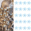 YISSION Hair Clip 20Pcs, Mini Blue Flower with Rhinestone, Cute Hair Clips, Decorative Hair Barrettes, Wedding Hair Accessories for Girls Women