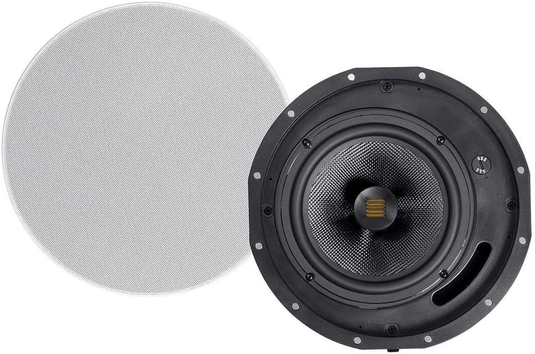 Monoprice Amber 2-Way Carbon Fiber Ceiling Speakers - 6.5 Inch with Magnetic Grille and Ribbon Tweeter (Pair) Black