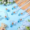 Coume 36 Pcs Baby Shower Pacifiers Necklace Bear Bottle Acrylic Baby Pacifiers Charm Necklace for Guests Gender Reveal Party Favors Prize Table Scatter(Boy,White, Blue)